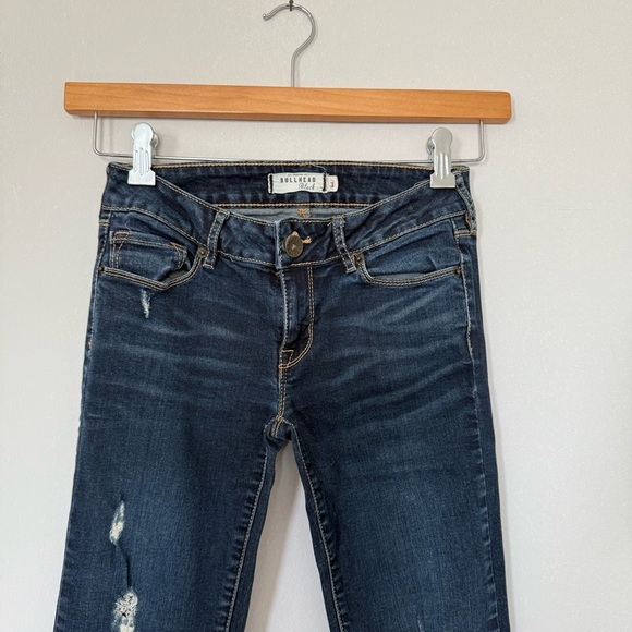 Bullhead Dark Wash Distressed Skinny Jeans - Picture 3 of 11